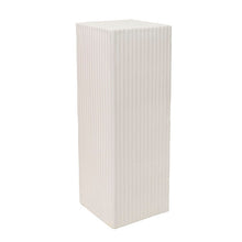 Load image into Gallery viewer, White cement look square ripple plinth cake / flower stand – 90cm - HIRE ONLY
