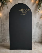 Load image into Gallery viewer, Plain black arch backdrop – 1.83m tall - HIRE ONLY