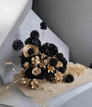 Load image into Gallery viewer, Black & Gold floor / plinth / table Flowers - HIRE ONLY