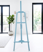 Load image into Gallery viewer, Blue wash wooden easel – 1.55m - HIRE ONLY