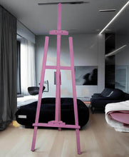 Load image into Gallery viewer, Pink wash wooden easel – 1.55m - HIRE ONLY