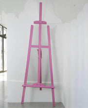 Load image into Gallery viewer, Pink wash wooden easel – 1.55m - HIRE ONLY