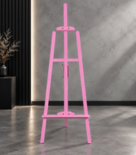 Load image into Gallery viewer, Pink wash wooden easel – 1.55m - HIRE ONLY