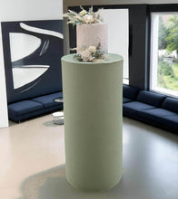 Load image into Gallery viewer, Sage green cylinder cake stand / plinth - 75cm - HIRE ONLY