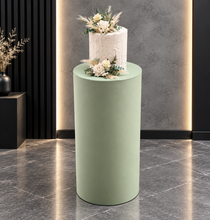 Load image into Gallery viewer, Sage green cylinder cake stand / plinth - 75cm - HIRE ONLY