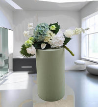 Load image into Gallery viewer, Sage green cylinder cake stand / plinth - 60cm - HIRE ONLY