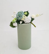 Load image into Gallery viewer, Sage green cylinder cake stand / plinth - 60cm - HIRE ONLY