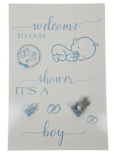 Load image into Gallery viewer, Baby shower – BABY BOY - blue welcome sign (easel & board) - HIRE ONLY
