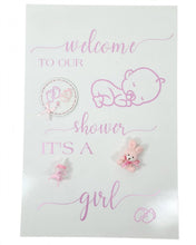 Load image into Gallery viewer, Baby shower – BABY GIRL - pink welcome sign (easel & board) - HIRE ONLY