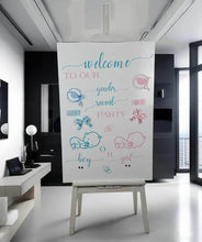 Load image into Gallery viewer, Baby shower – GENDER REVEAL – blue / pink welcome sign (easel & board) - HIRE ONLY