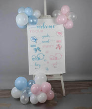 Load image into Gallery viewer, Baby shower – GENDER REVEAL – blue / pink welcome sign (easel, board & balloons) - HIRE ONLY
