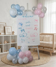 Load image into Gallery viewer, Baby shower – GENDER REVEAL – blue / pink welcome sign (easel, board & balloons) - HIRE ONLY