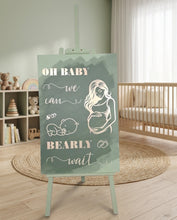 Load image into Gallery viewer, Baby shower – sage, green, neutral & champagne gold welcome sign (easel & board) - HIRE ONLY