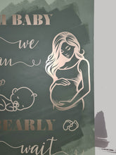 Load image into Gallery viewer, Baby shower – sage, green, neutral & champagne gold welcome sign (easel, board & balloons) - HIRE ONLY