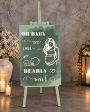 Load image into Gallery viewer, Baby shower – sage, green, neutral & champagne gold welcome sign (easel & board) - HIRE ONLY