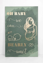Load image into Gallery viewer, Baby shower – sage, green, neutral & champagne gold welcome sign (easel & board) - HIRE ONLY