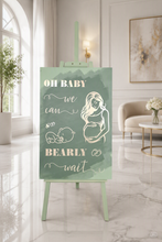 Load image into Gallery viewer, Baby shower – sage, green, neutral & champagne gold welcome sign (easel & board) - HIRE ONLY