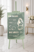 Load image into Gallery viewer, Baby shower – sage, green, neutral & champagne gold welcome sign (easel & board) - HIRE ONLY