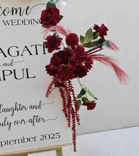 Load image into Gallery viewer, Burgundy / dark red hanging flowers SMALL – easel, welcome sign, arch, floor - HIRE ONLY