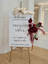 Load image into Gallery viewer, Burgundy / dark red hanging flowers SMALL – easel, welcome sign, arch, floor - HIRE ONLY