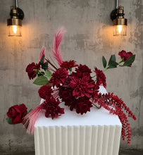 Load image into Gallery viewer, Burgundy / dark red hanging flowers SMALL – easel, welcome sign, arch, floor - HIRE ONLY