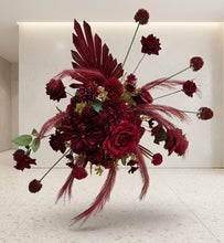 Load image into Gallery viewer, Burgundy / dark red hanging flowers MEDIUM – arch, backdrop, arbour - HIRE ONLY