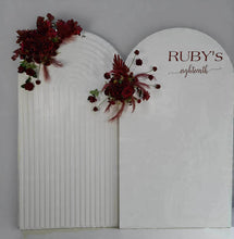 Load image into Gallery viewer, Burgundy, dark red package – 2 arches & 2 flowers - HIRE ONLY