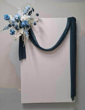 Load image into Gallery viewer, White rectangular backdrop 2.1m & blue flowers - HIRE ONLY