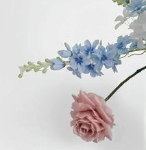 Load image into Gallery viewer, Blue, pink & white hanging flowers for backdrop, arch, arbour - HIRE ONLY