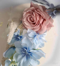 Load image into Gallery viewer, Blue, pink & white hanging flowers for backdrop, arch, arbour - HIRE ONLY