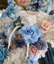 Load image into Gallery viewer, Blue, pink & white hanging flowers for backdrop, arch, arbour - HIRE ONLY