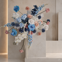 Load image into Gallery viewer, Blue, pink & white hanging flowers for backdrop, arch, arbour - HIRE ONLY