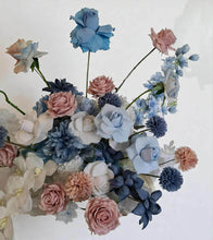 Load image into Gallery viewer, Blue, pink & white floor / plinth / table flowers - HIRE ONLY