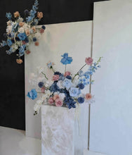 Load image into Gallery viewer, Blue, pink & white floor / plinth / table flowers - HIRE ONLY