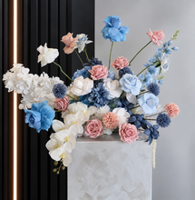 Load image into Gallery viewer, Blue, pink & white floor / plinth / table flowers - HIRE ONLY