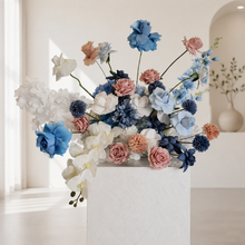 Load image into Gallery viewer, Blue, pink & white floor / plinth / table flowers - HIRE ONLY