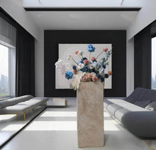 Load image into Gallery viewer, 2 x rectangular backdrop, 2 x blue / pink flowers & cake stand - HIRE ONLY