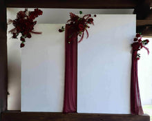 Load image into Gallery viewer, 2 x rectangular backdrop, 3 x burgundy flowers - HIRE ONLY
