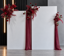 Load image into Gallery viewer, 2 x rectangular backdrop, 3 x burgundy flowers - HIRE ONLY