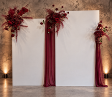 Load image into Gallery viewer, 2 x rectangular backdrop, 3 x burgundy flowers - HIRE ONLY