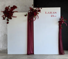 Load image into Gallery viewer, 2 x rectangular backdrop, 3 x burgundy flowers - HIRE ONLY