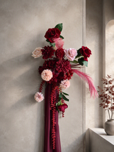 Load image into Gallery viewer, Burgundy & pink hanging flowers SMALL – easel, welcome sign, arch, floor - HIRE ONLY
