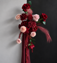 Load image into Gallery viewer, Burgundy & pink hanging flowers SMALL – easel, welcome sign, arch, floor - HIRE ONLY