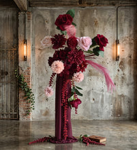 Load image into Gallery viewer, Burgundy & pink hanging flowers SMALL – easel, welcome sign, arch, floor - HIRE ONLY