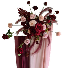 Load image into Gallery viewer, Burgundy & pink hanging flowers MEDIUM – arch, backdrop, arbour - HIRE ONLY