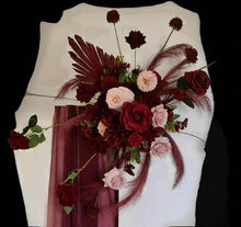 Load image into Gallery viewer, Burgundy & pink hanging flowers MEDIUM – arch, backdrop, arbour - HIRE ONLY