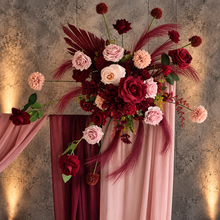 Load image into Gallery viewer, Burgundy & pink hanging flowers MEDIUM – arch, backdrop, arbour - HIRE ONLY