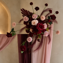 Load image into Gallery viewer, Burgundy & pink hanging flowers MEDIUM – arch, backdrop, arbour - HIRE ONLY