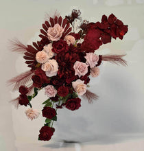Load image into Gallery viewer, Burgundy & pink hanging flowers LARGE – arch, backdrop, arbour - HIRE ONLY