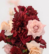 Load image into Gallery viewer, Burgundy & pink hanging flowers LARGE – arch, backdrop, arbour - HIRE ONLY